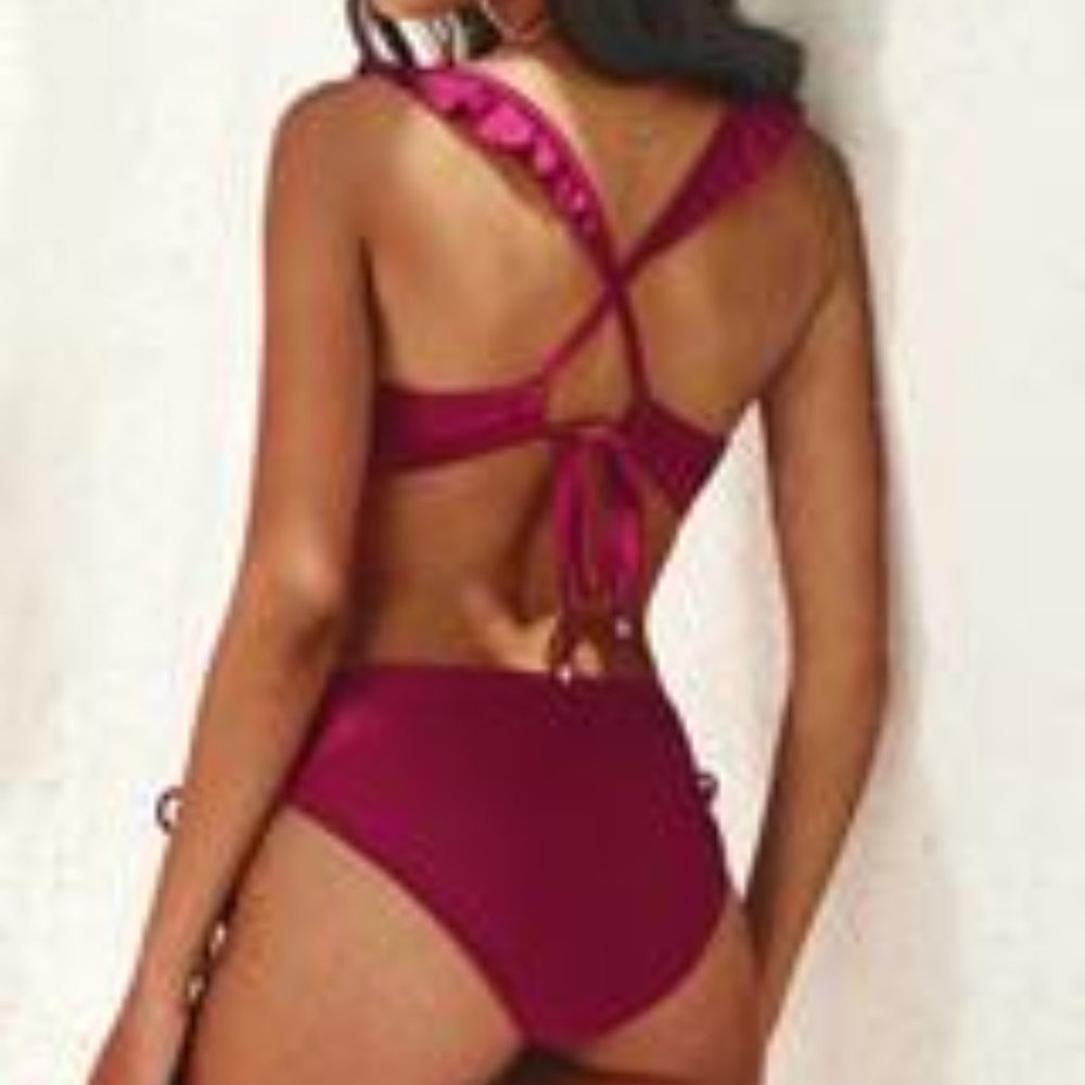 NWT Cupshe Savannah Ruffle Bikini Small - Picture 3 of 5